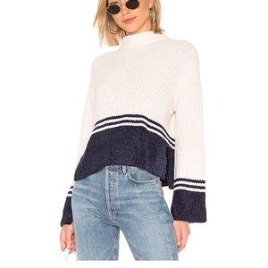 Amy Chenille Sweater in Cream and Navy Revolve
